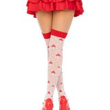 Polka Dot Mushroom Thigh High - One Size - White/red Leg Avenue