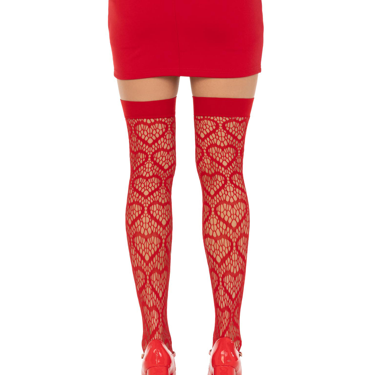 Heart Net Thigh Highs - One Size - Red Leg Avenue