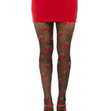 Polka Dot Cherry Tights - One Size - Black Leg Avenue