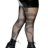 Snake Net Tights - 1x/2x - Black Leg Avenue