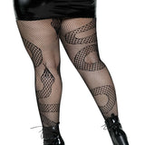 Snake Net Tights - 1x/2x - Black Leg Avenue