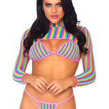 Rainbow Fishnet Top Set - One Size - Multi Leg Avenue