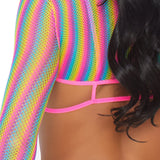 Rainbow Fishnet Top Set - One Size - Multi Leg Avenue