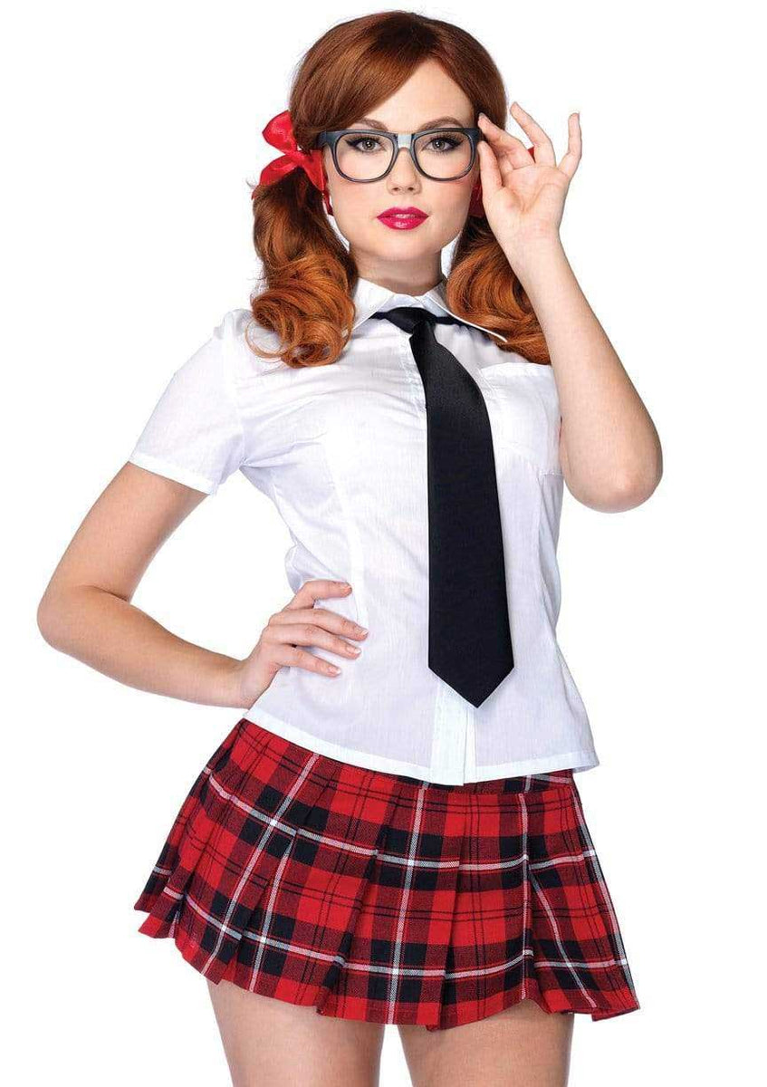 Private School Sweetie Costume - Large - White /  Red Leg Avenue