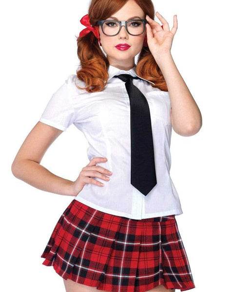 Private School Sweetie Costume - Large - White /  Red Leg Avenue