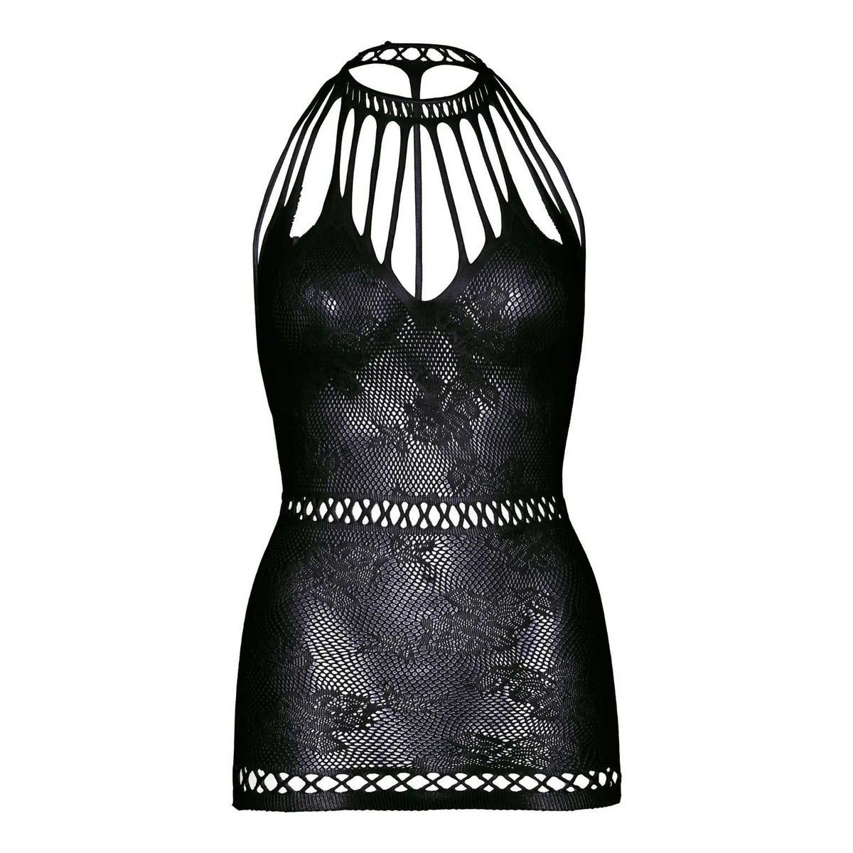 Lasting Love Lace Mini Dress - One Size - Black Leg Avenue