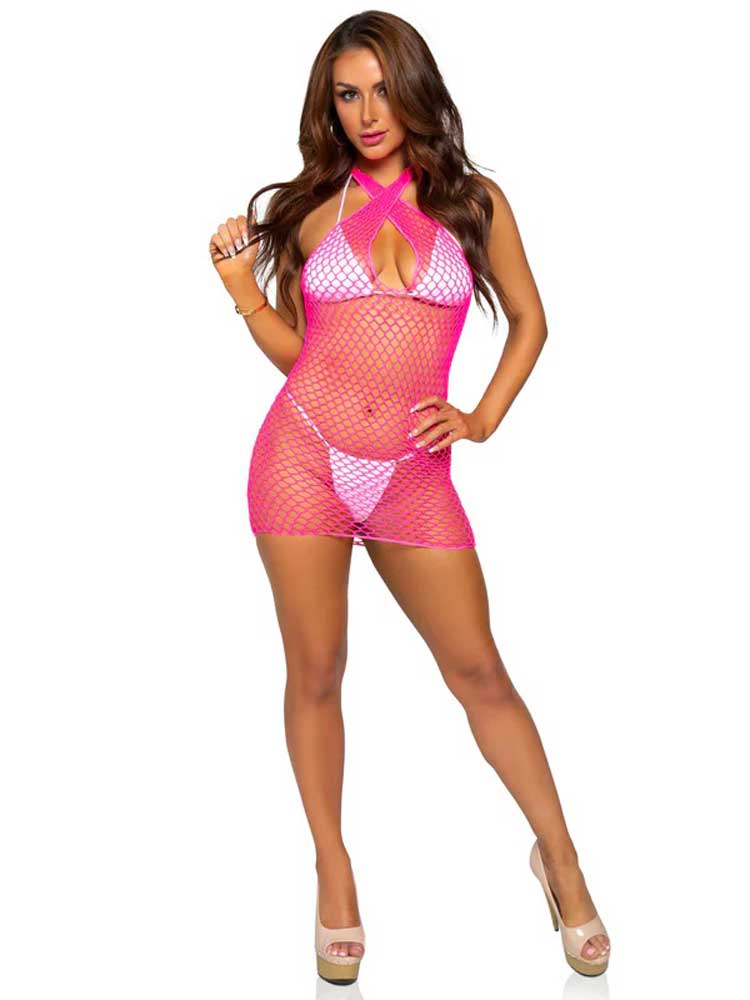 Summer Dreamz Net Mini Dress - One Size - Pink Leg Avenue