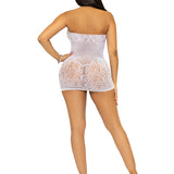 Rhinestone Lace and Net Mini Dress - One Size -  White Leg Avenue