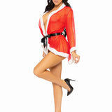 3 Pc Santa Robe and G-String Set - S/m - Red Leg Avenue