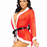 3 Pc Santa Robe and G-String Set - S/m - Red Leg Avenue