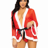 3 Pc Santa Robe and G-String Set - S/m - Red Leg Avenue