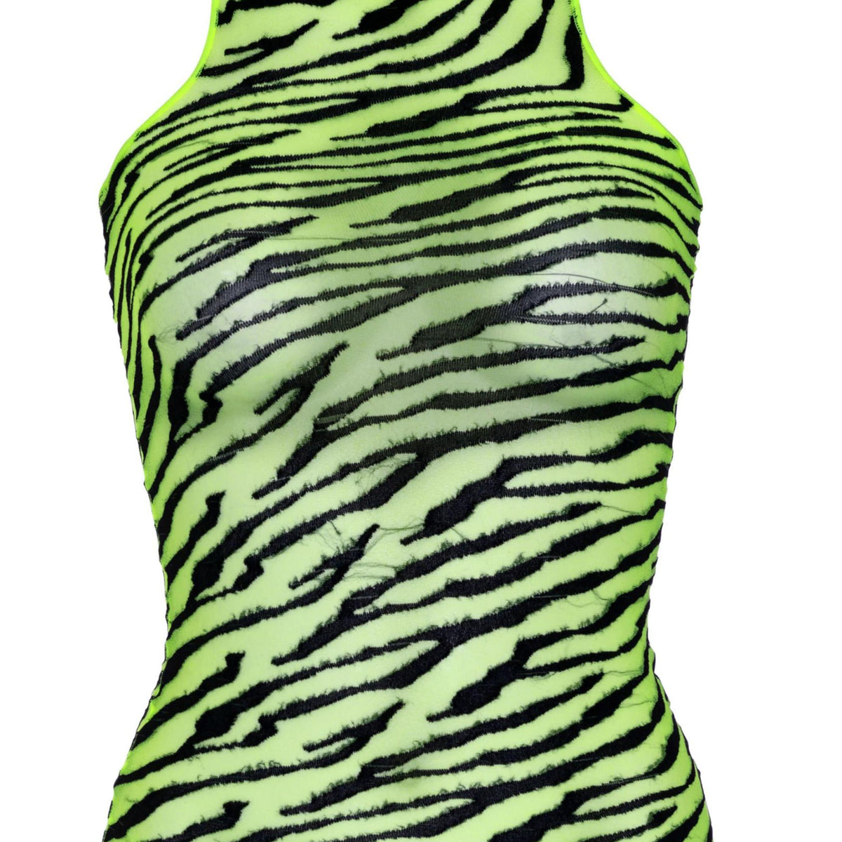 Neon Zebra Racer Back Mini Dress - One Size - Neon Yellow Leg Avenue