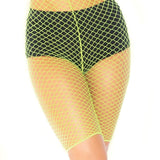 Industrial Fishnet Biker Shorts - One Size - Neon Yellow Leg Avenue