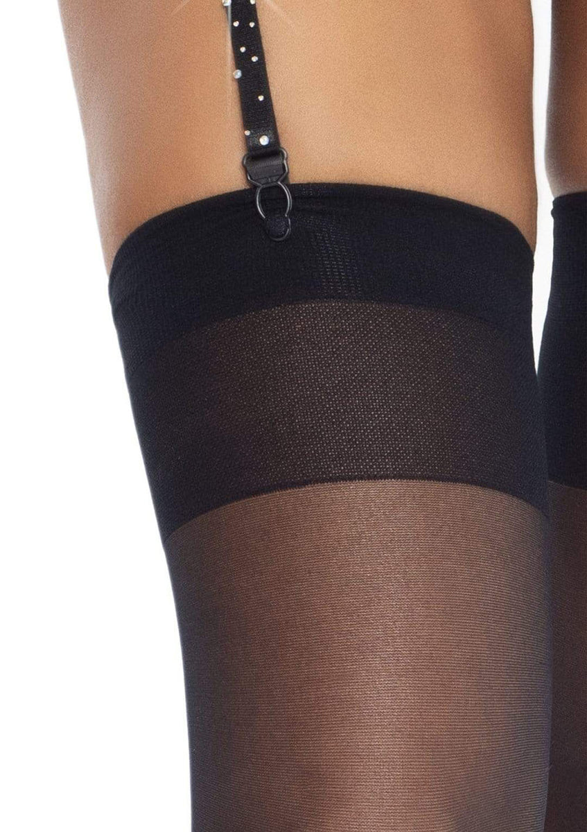 Rhinestone Garter Belt - One Size - Black Leg Avenue