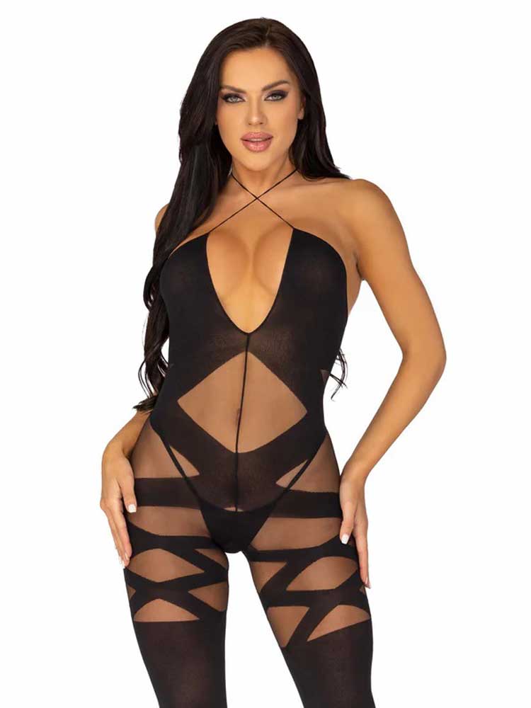 Feels Like Love Opaque Bodystocking - One Size -  Black Leg Avenue