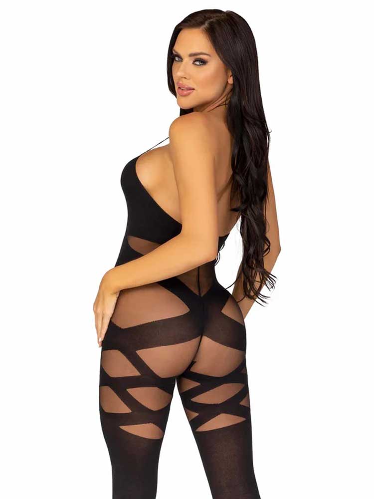 Feels Like Love Opaque Bodystocking - One Size -  Black Leg Avenue