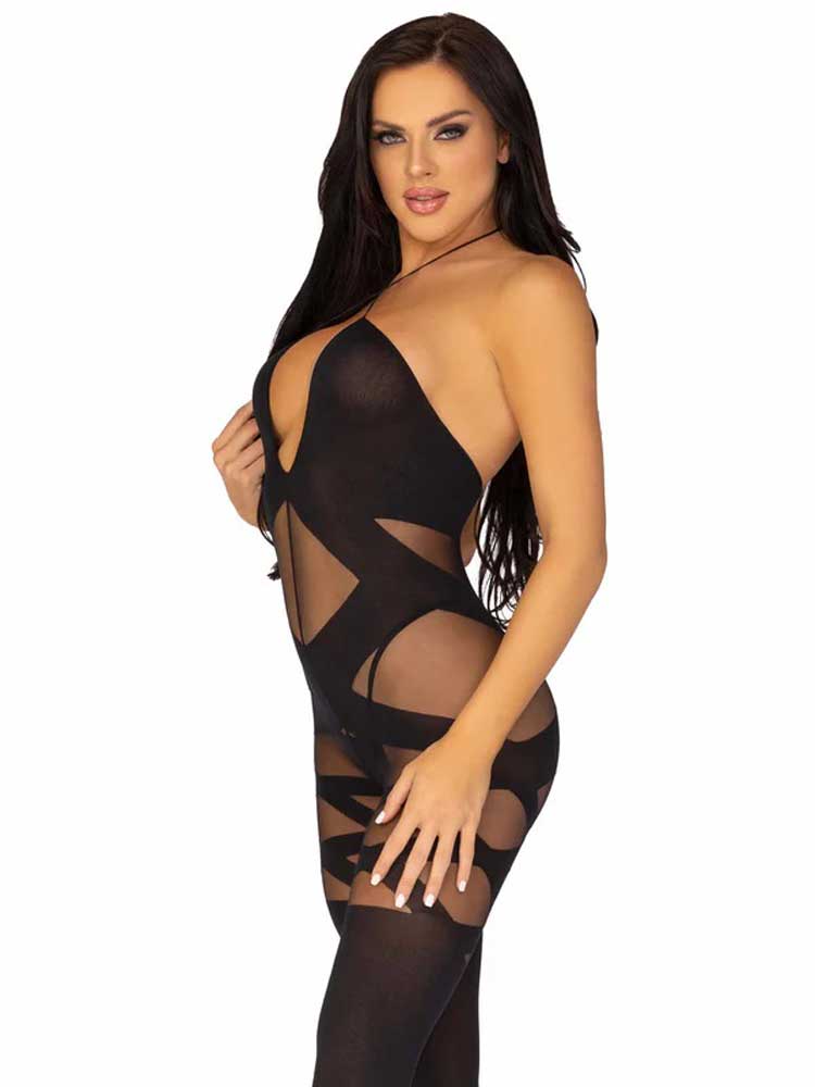 Feels Like Love Opaque Bodystocking - One Size -  Black Leg Avenue