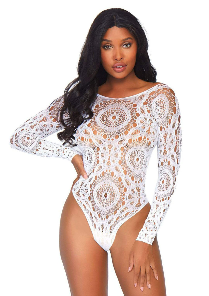 Thong Back Teddy - White - M/l Leg Avenue