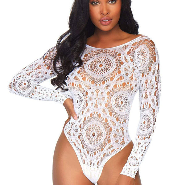 Thong Back Teddy - White - M/l Leg Avenue