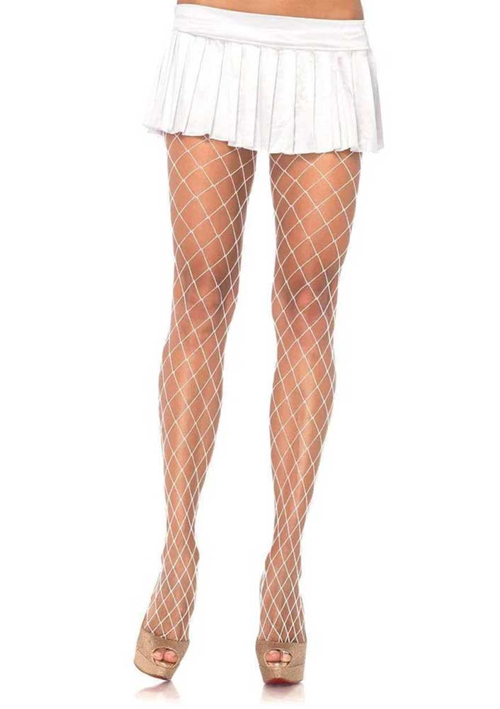 Xena Spandex Diamond Tights - One Size - White Leg Avenue