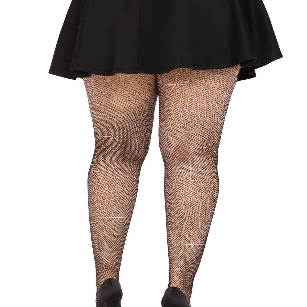 Colby Rhinestone Fishnet Tights - 1x/2x - Black Leg Avenue