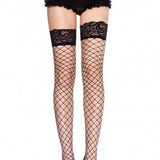 Lace Top Fence Net Thigh Highs - One Size - Black Leg Avenue