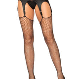 Rhinestone Fishnet Stockings - One Size - Black Leg Avenue