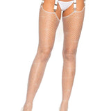 Rhinestone Fishnet Stockings - One Size - White Leg Avenue