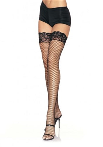 Industrial Net Stay Up Thigh Highs - One Size - Black Leg Avenue