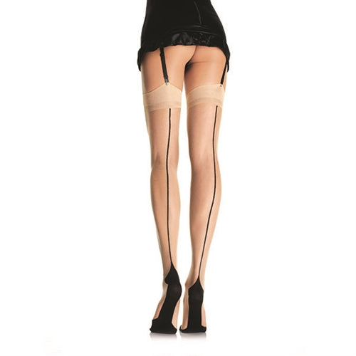 Contrast Backseam Stockings - One Size - Nude Leg Avenue