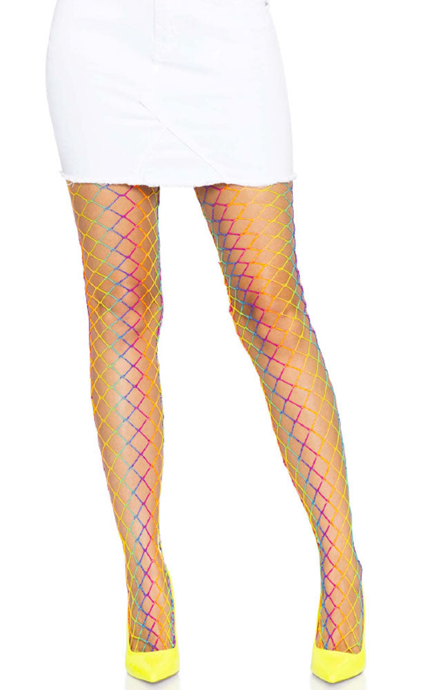 Ombre Rainbow Woven Net Tights - One Size -  Rainbow Leg Avenue