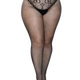 French Cut Backseam Fishnet Tights - Black - 1x/2x Leg Avenue