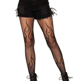 Flame Net Tights - One Size - Black Leg Avenue