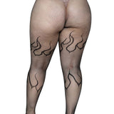 Flame Net Tights - 1x/2x - Black Leg Avenue