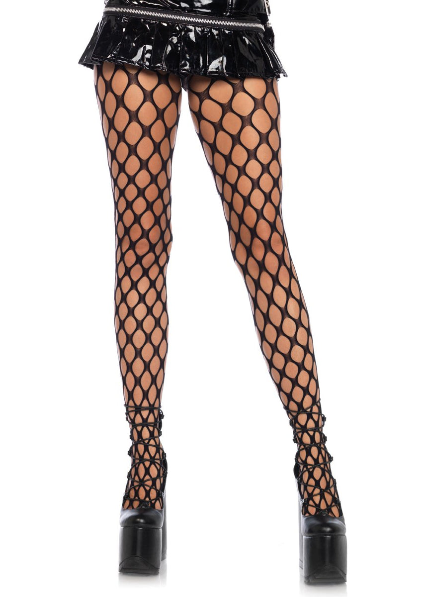 Jumbo Pothole Net Tights - Black - One Size Leg Avenue