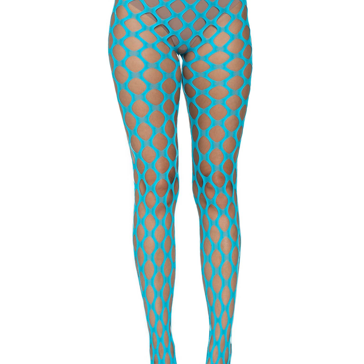 Jumbo Pothole Net Tights - Neon Blue - One Size Leg Avenue