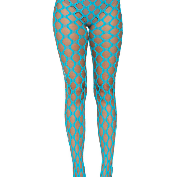 Jumbo Pothole Net Tights - Neon Blue - One Size Leg Avenue