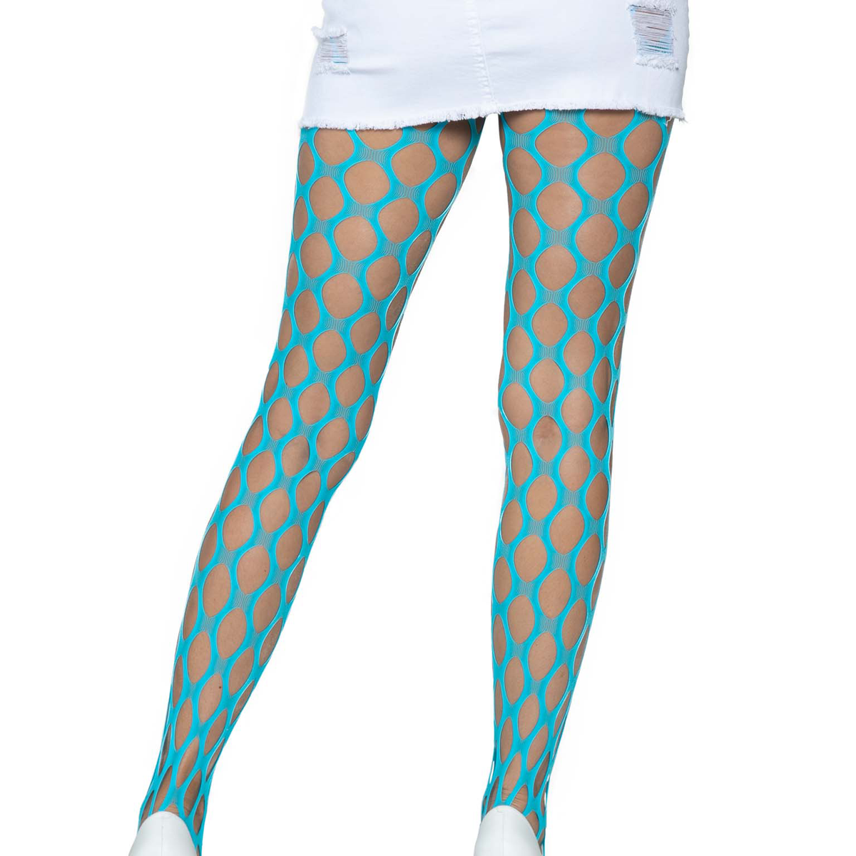 Jumbo Pothole Net Tights - Neon Blue - One Size Leg Avenue