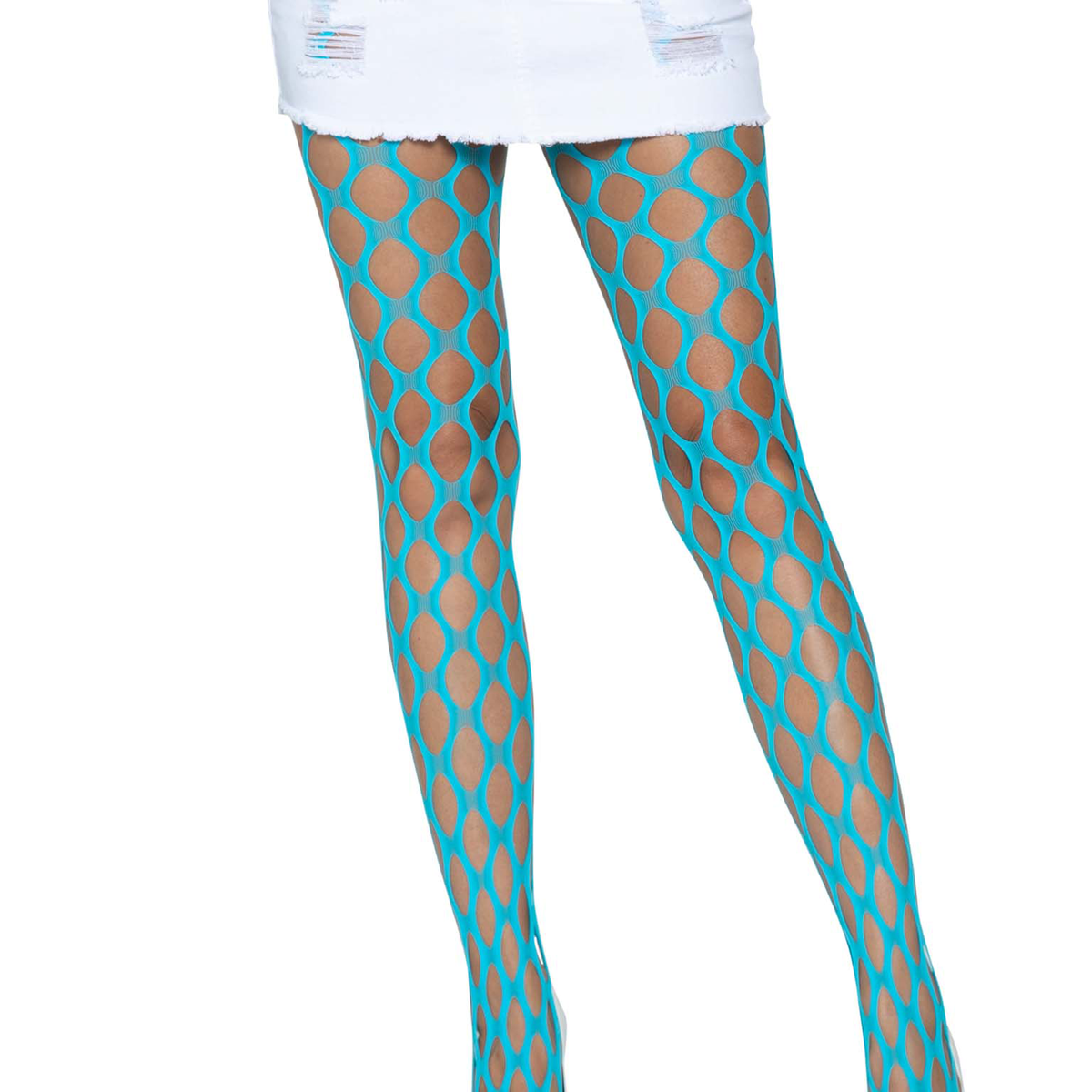 Jumbo Pothole Net Tights - Neon Blue - One Size Leg Avenue