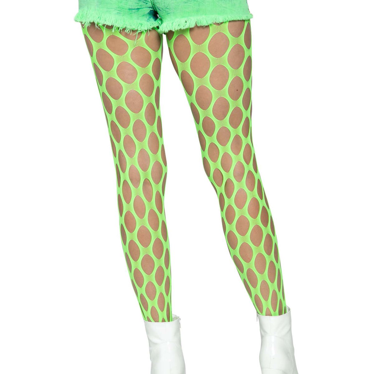 Jumbo Pothole Net Tights - Neon Green - One Size Leg Avenue