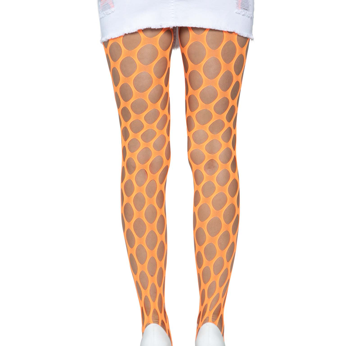 Jumbo Pothole Net Tights - Neon Orange - One Size Leg Avenue