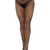 French Cut Crotchless Fishnet - One Size - Black Leg Avenue