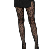 Leopard Net Tights - One Size - Black Leg Avenue