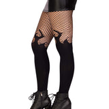 Opaque Flame Tights With Fishnet Top - One Size -  Black Leg Avenue