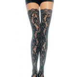 Lace Top Lace Thigh Highs - One Size - Black Leg Avenue