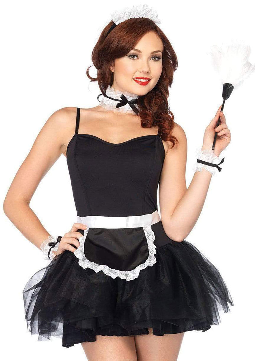 Lace French Maid Costume Kit - Black Leg Avenue