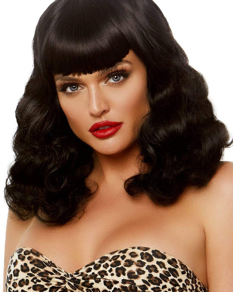 16 Inch Retro Curly Bob Wig - Black Leg Avenue