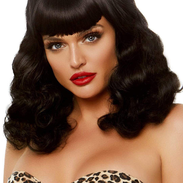 16 Inch Retro Curly Bob Wig - Black Leg Avenue