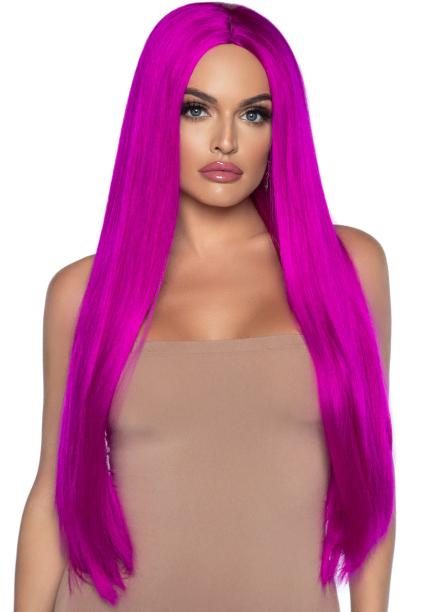 33 Inch Long Straight Center Part Wig - Raspberry Leg Avenue