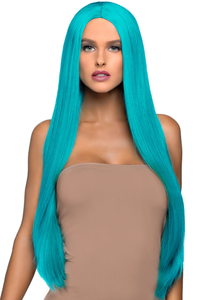 33 Inch Long Straight Center Part Wig - Turquoise Leg Avenue